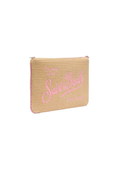 Pochette MC2 Saint Barth uomo PARISIENNESTRAW00239H Beige polipropilene paglia rosa cerniera zip MC2 SAINT BARTH | Pochette | PARISIENNESTRAW00239H1121